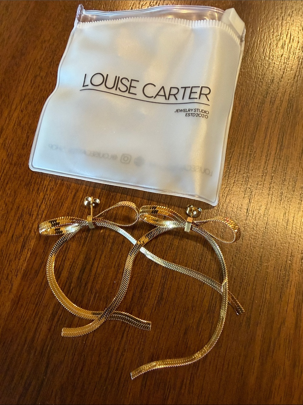 Louise Carter Gold Bow Drop Earrings
